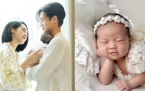 Quỳnh Lương khoe con gái vừa đầy tháng, dân tình nhận xét “sao y bản chính”